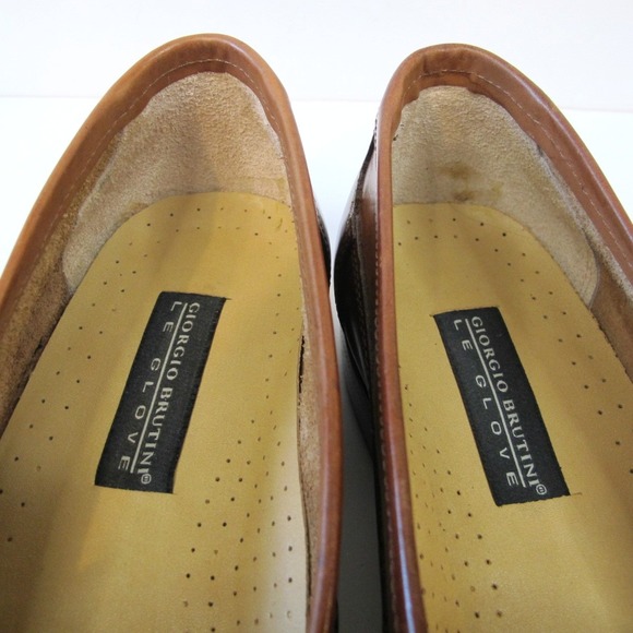 Giorgio‎ Brutini Le Glove Brown Leather Woven Tassel Loafers Men's Size 12D - Picture 7 of 11